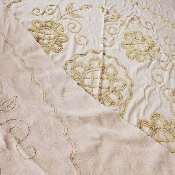 Vintage Chenille Twin bedspread Himalaya Hand woven fringed blanket Peach throw - Picture 4 of 7